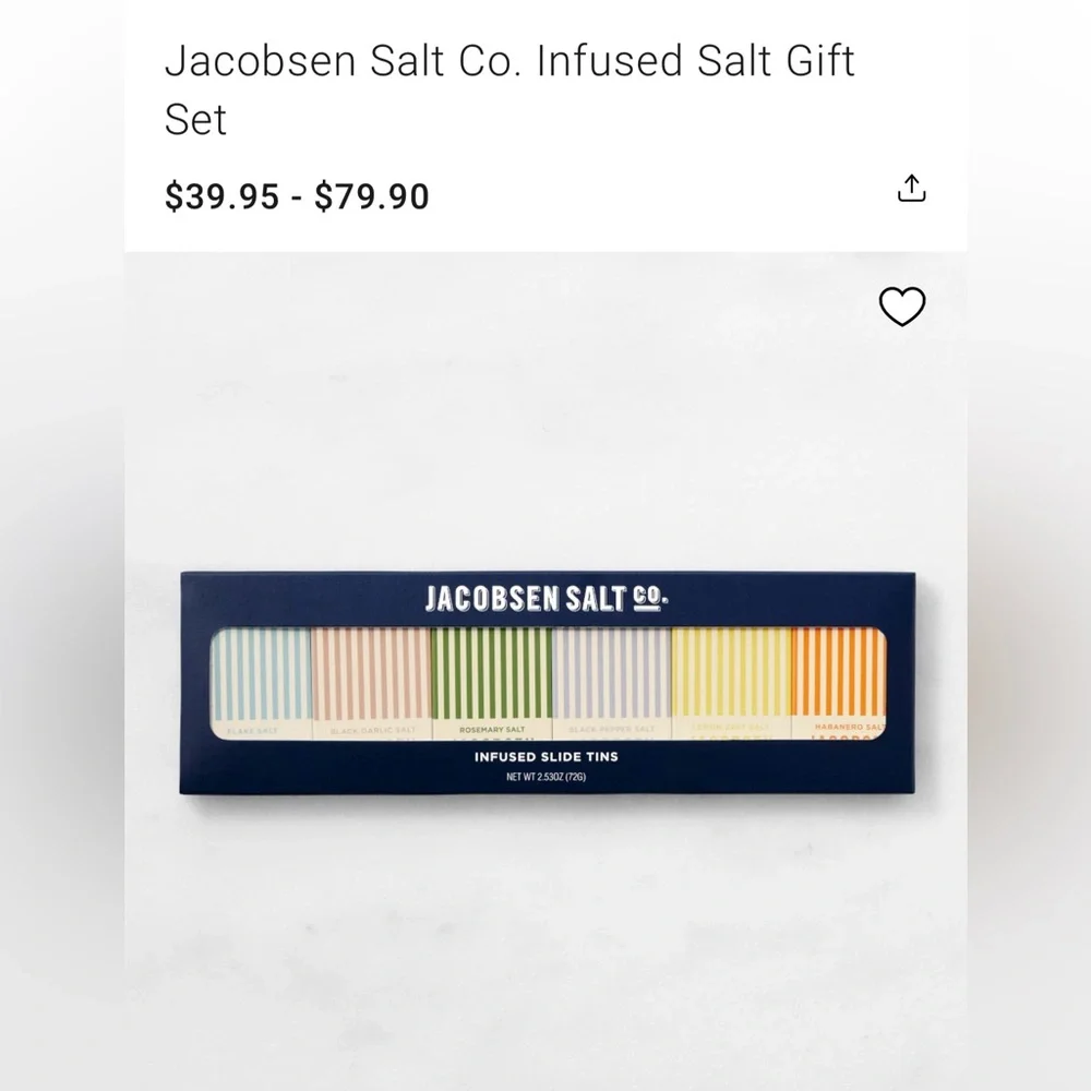Williams Sonoma Jacobsen salt CO infused salt gift set